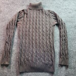 Coofandy Womens Turtleneck Sweater Cable Knit Pullover Long Sleeve Brown Size M